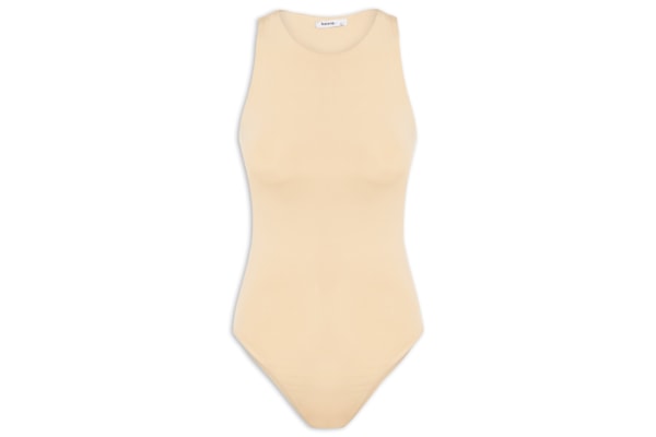 Body Feminino Básico Decote Em U - Bege