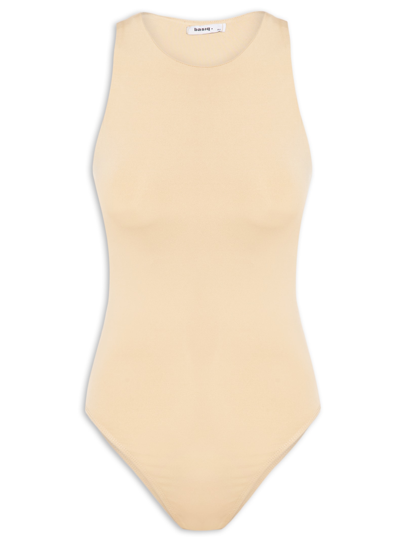 Body Feminino Básico Decote em U Bege Basiq