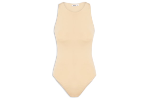 Body Feminino Básico Decote em U - Bege