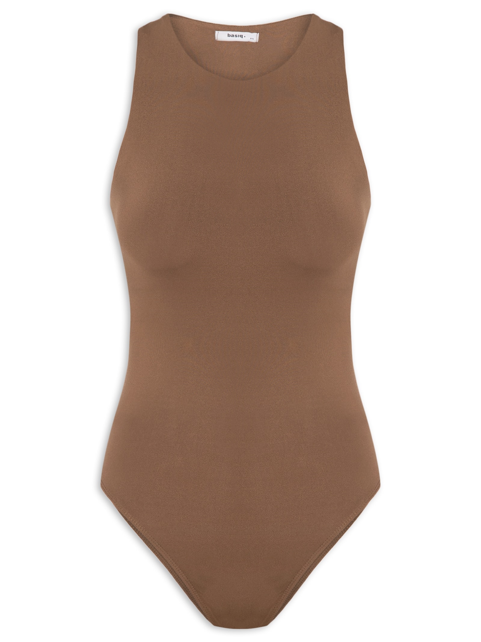 Body Feminino Básico Decote Em U Marrom Basiq