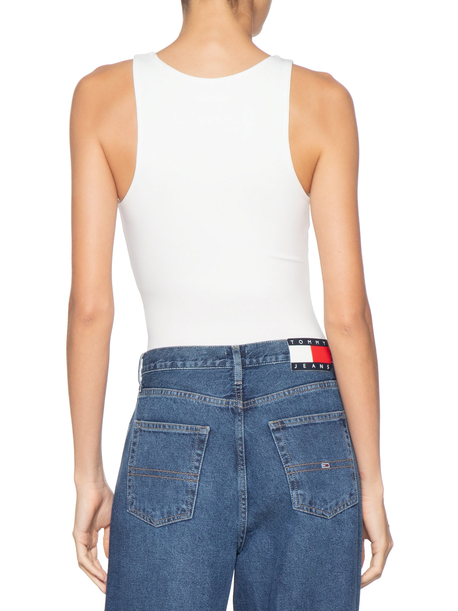 Body Feminino Básico Decote Em U Off White Basiq