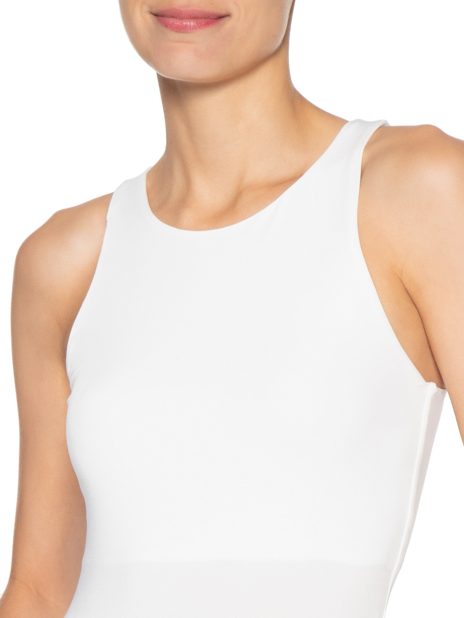 Body Feminino Básico Decote Em U Off White Basiq