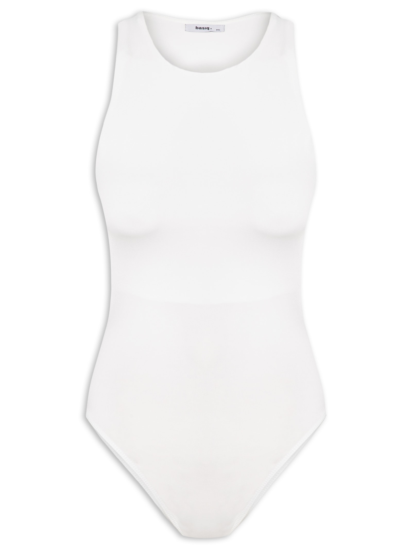 Body Feminino Básico Decote em U Off White Basiq
