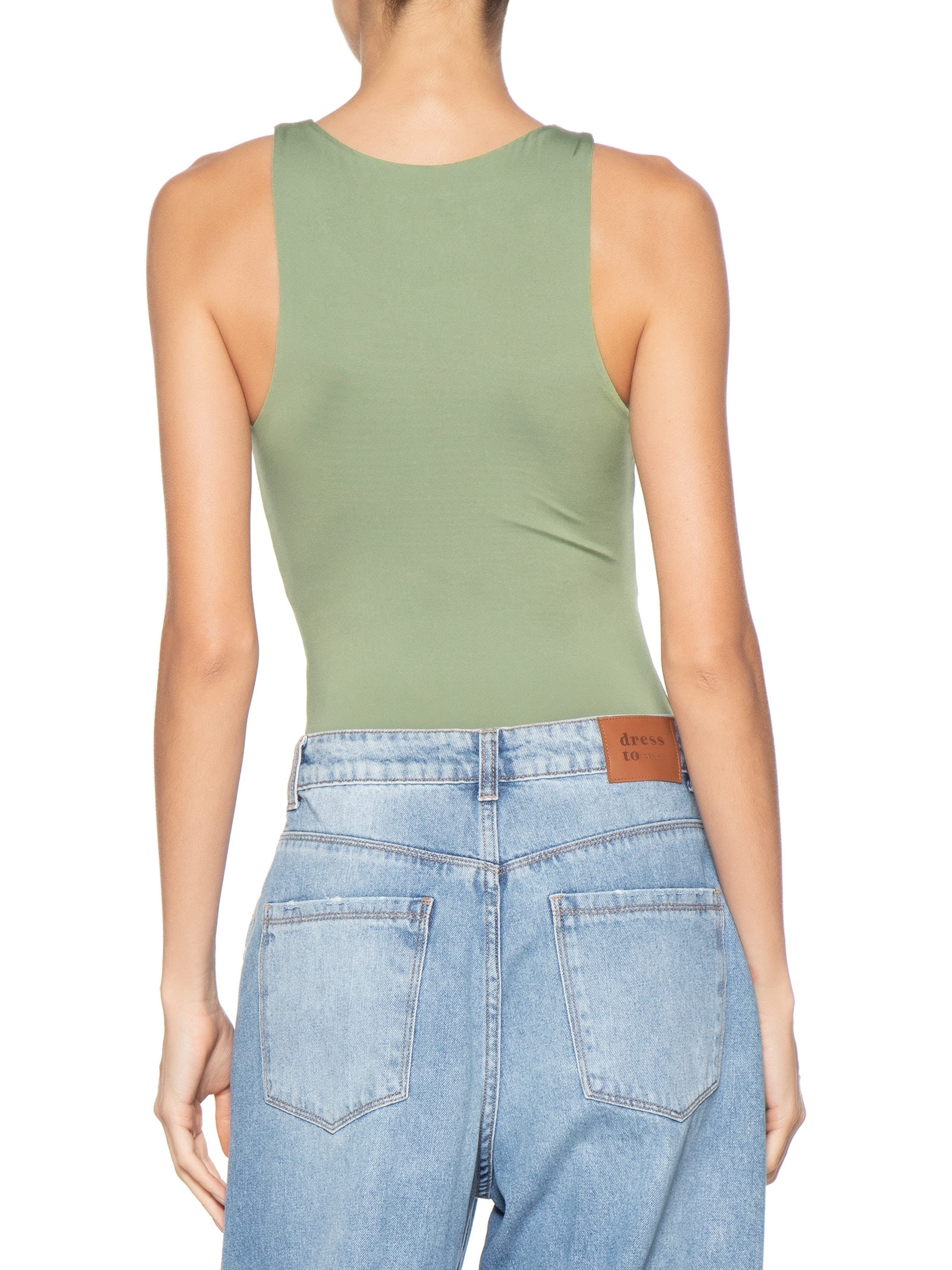 Body Feminino Básico Decote Em U Verde Basiq