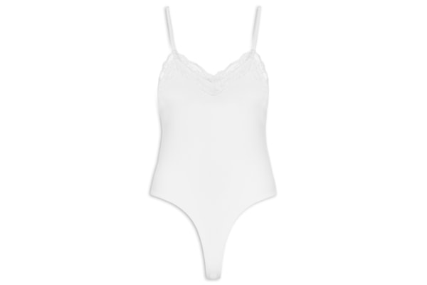 Body Feminino com Aplicação de Renda - Branco