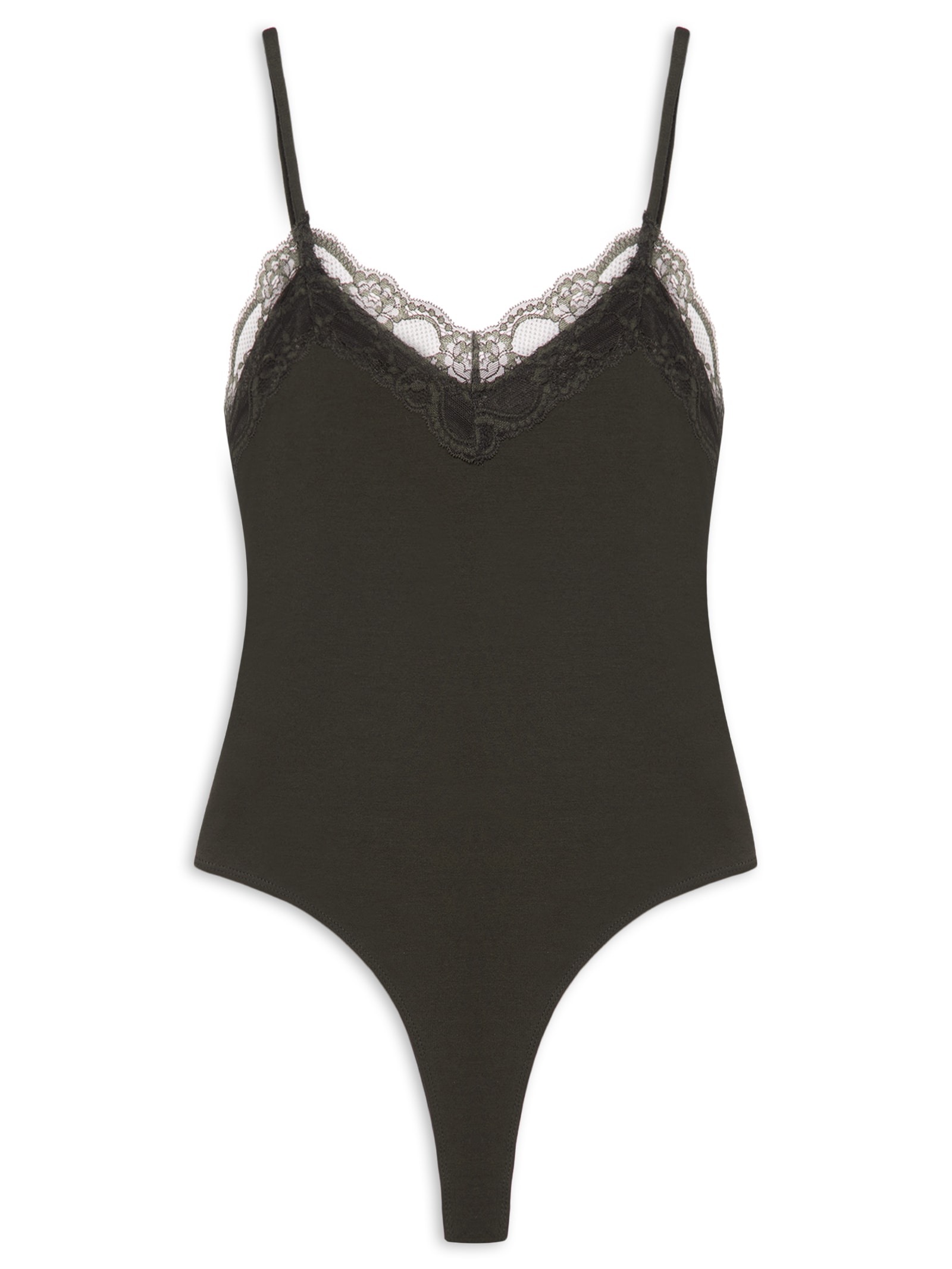 Body Feminino com Aplicação de Renda Verde Market 33