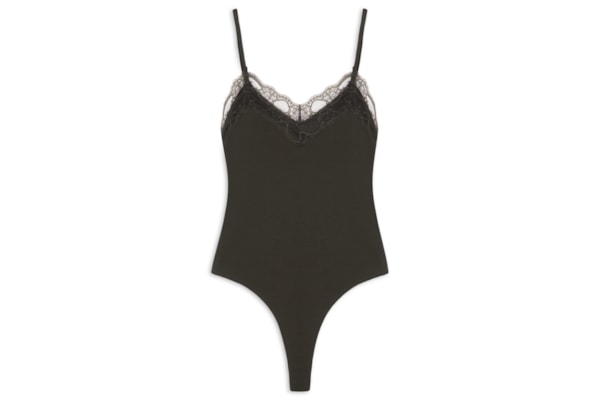 Body Feminino com Aplicação de Renda - Verde
