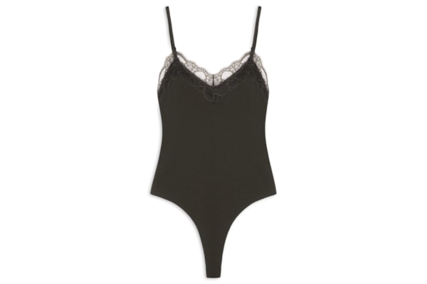 Body Feminino com Aplicação de Renda - Verde