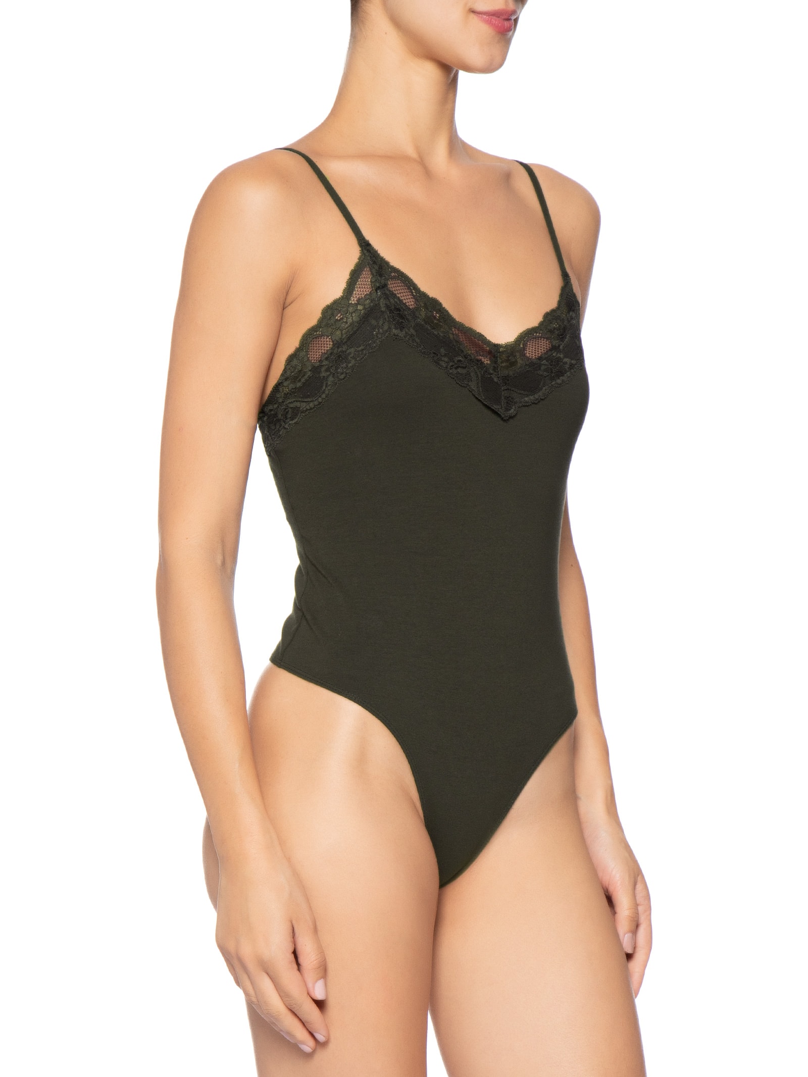 Body Feminino com Aplicação de Renda Verde Market 33