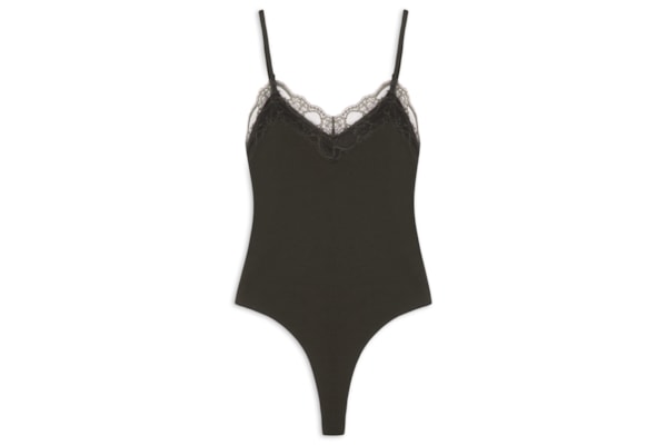 Body Feminino com Aplicação de Renda - Verde