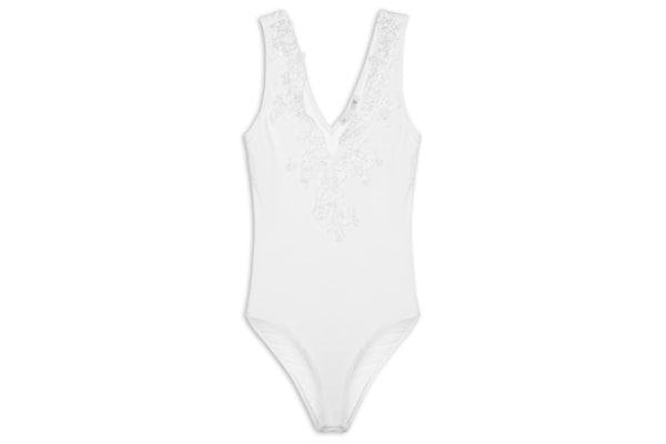 Body Feminino Com Aplicação Em Renda - Branco