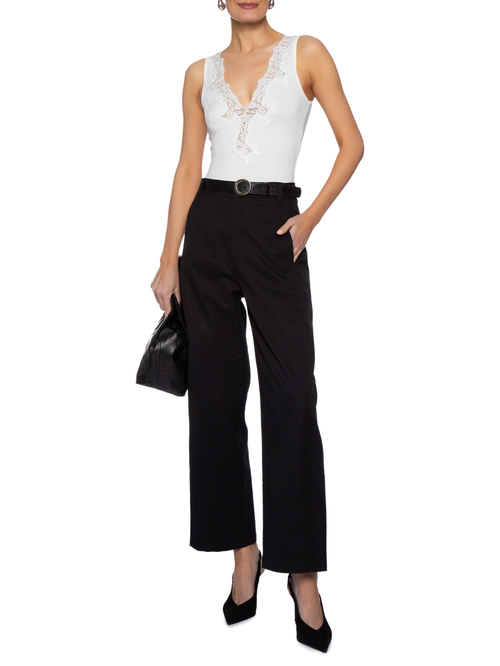 Body Feminino Com Aplicação Em Renda Branco '2Essential
