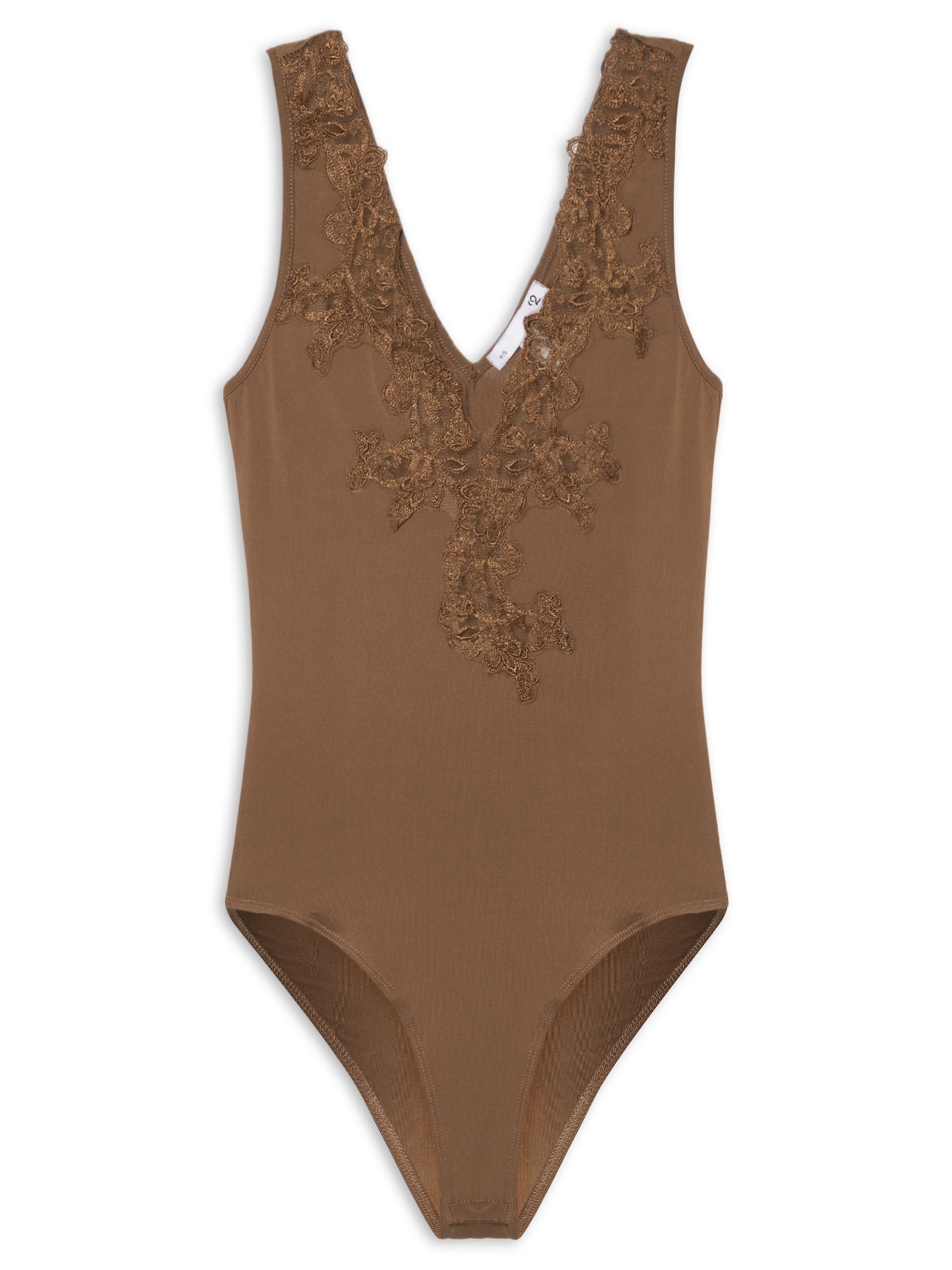 Body Feminino Com Aplicação Em Renda Marrom '2Essential