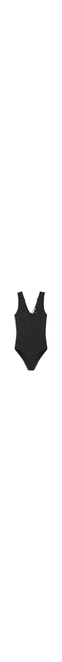 Body Feminino Com Aplicação Em Renda - Preto