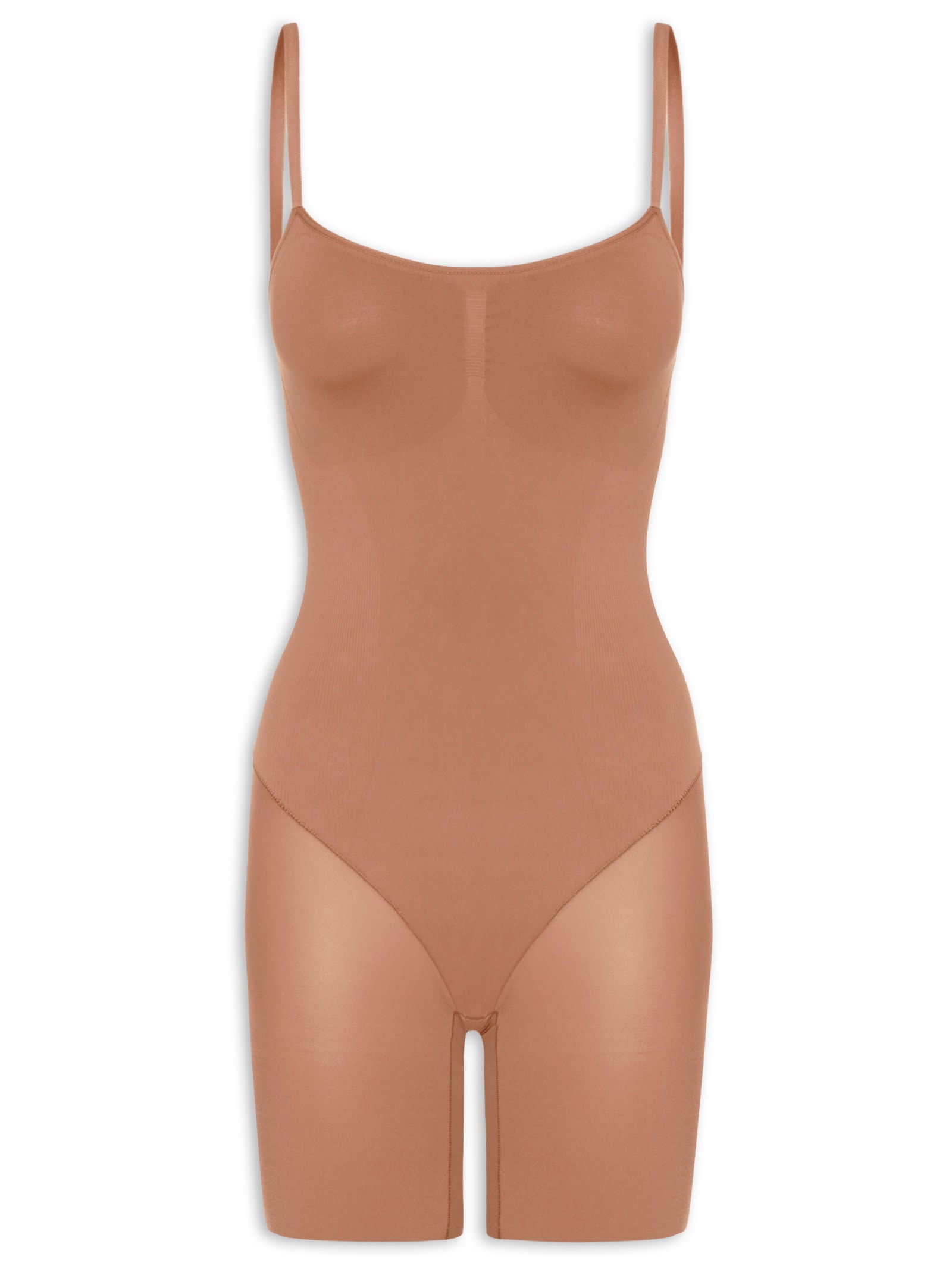 Body Feminino Com Bermuda Modelador Fit Shape Marrom Hope