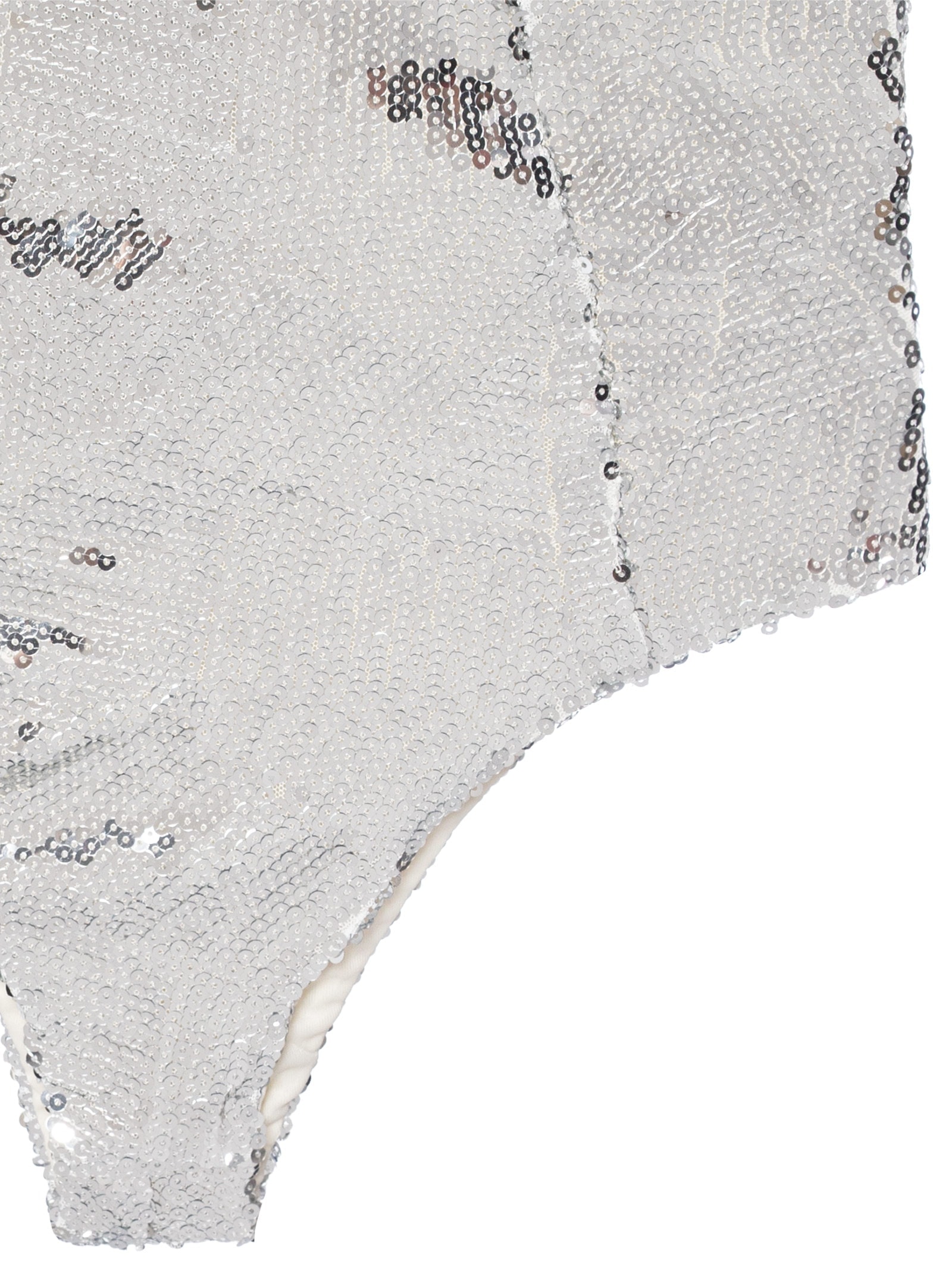 Body Feminino Com Decote Profundo Em Paetê Prateado '2Essential