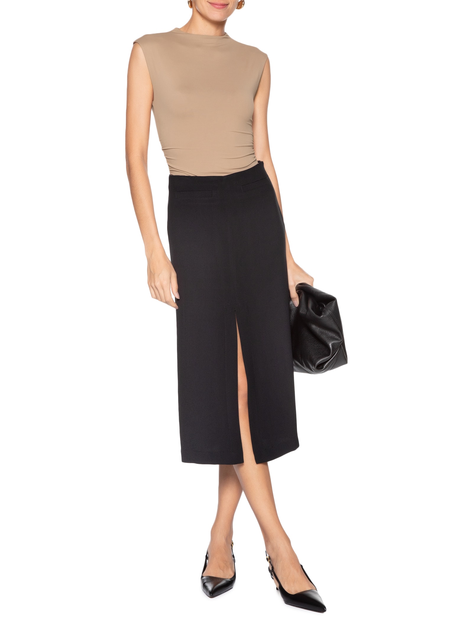 Body Feminino Com Drapeados Bege '2Essential