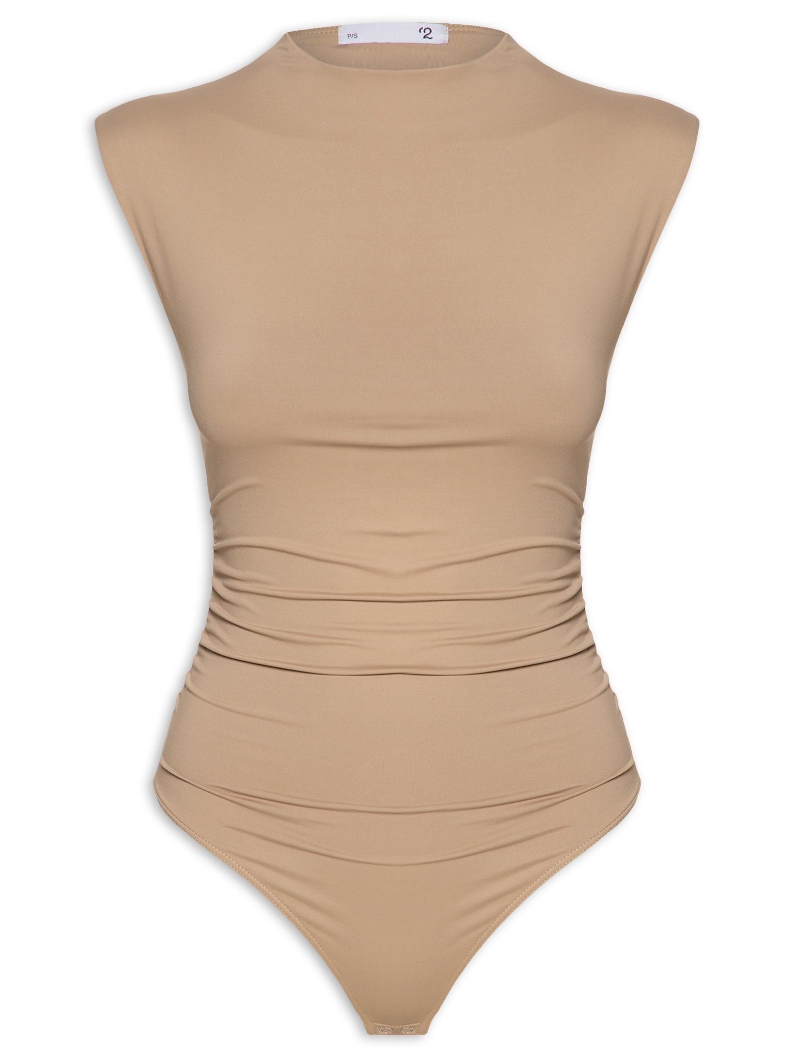Body Feminino Com Drapeados Bege '2Essential