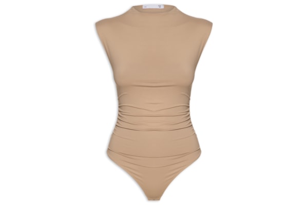 Body Feminino Com Drapeados - Bege