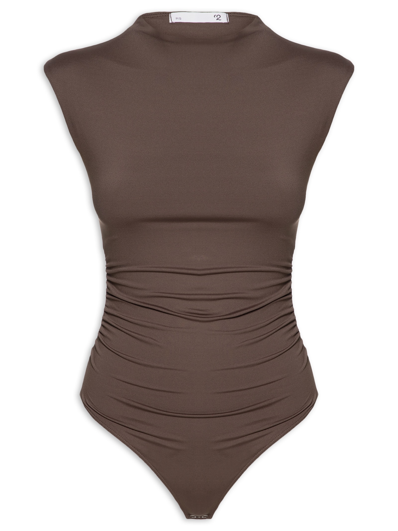 Body Feminino Com Drapeados Marrom '2Essential