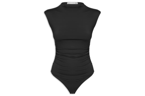 Body Feminino Com Drapeados - Preto