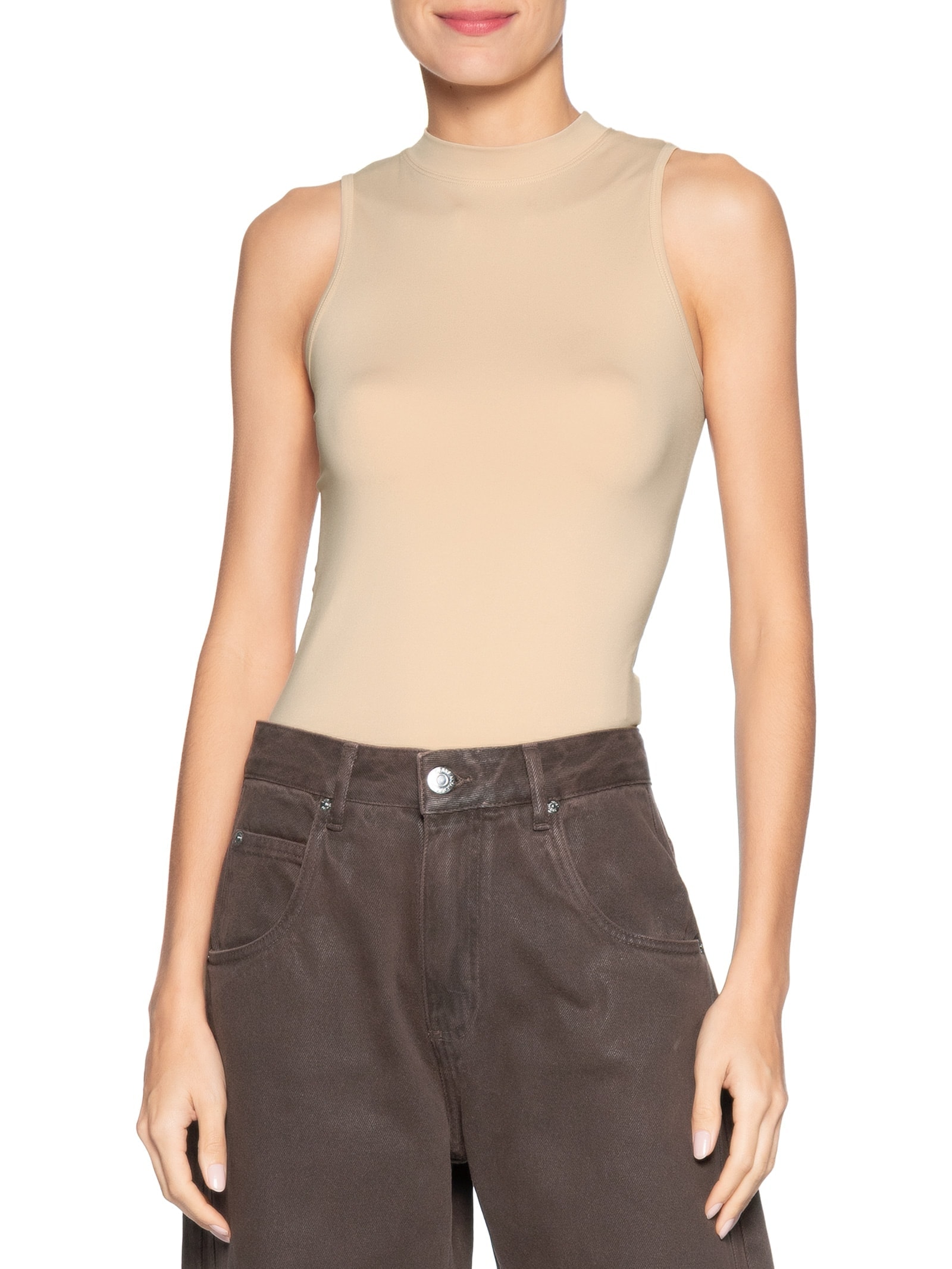 Body Feminino Comfy Em Malha Bege Basiq