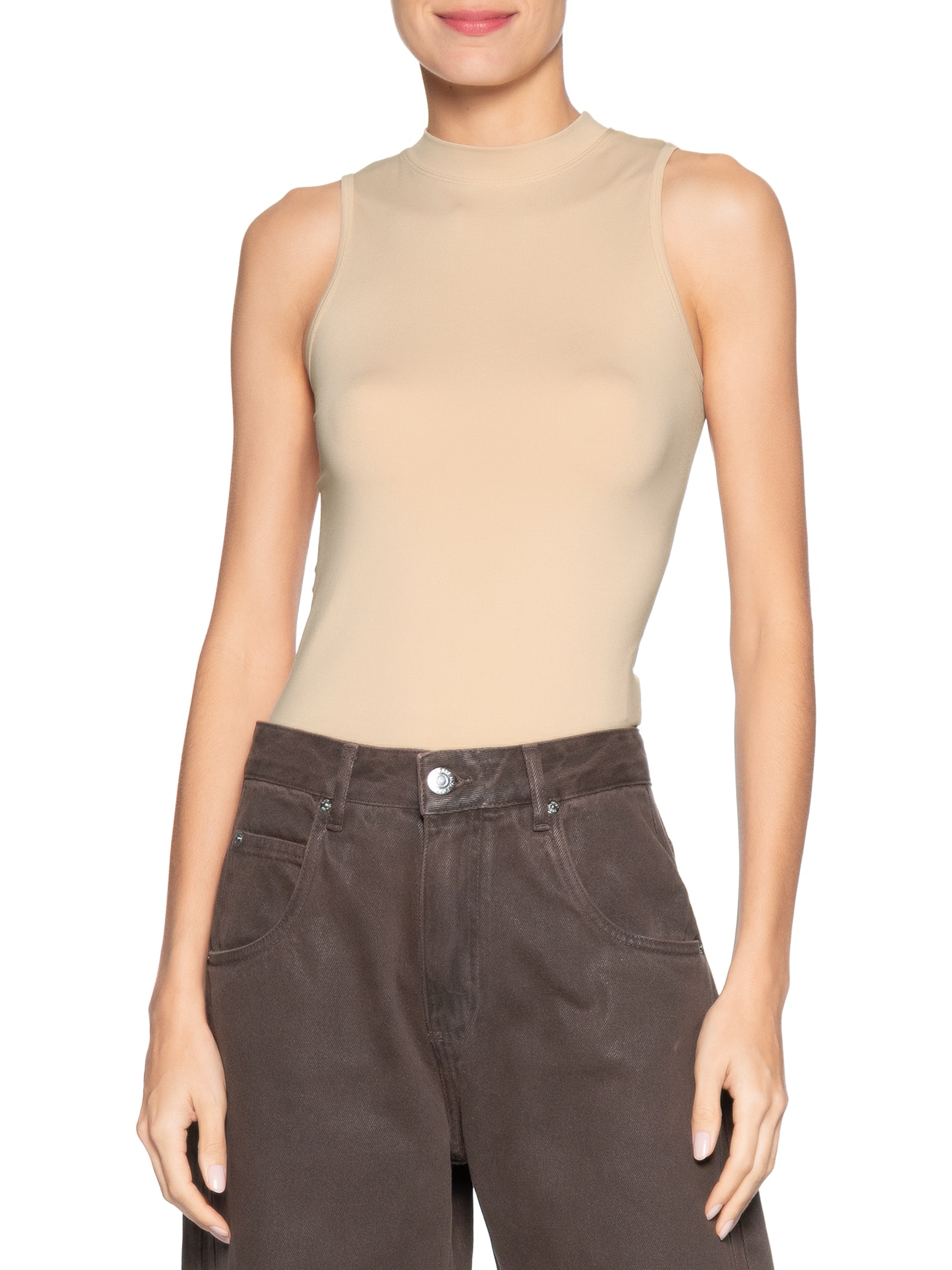 Body Feminino Comfy Em Malha Bege Basiq