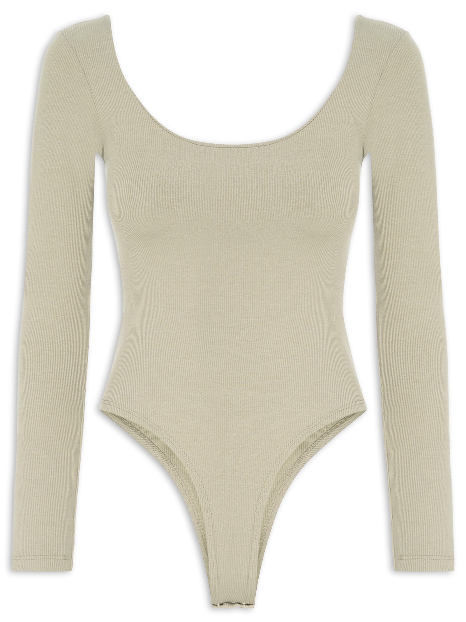 Body Feminino Decote Em U Bege Basiq