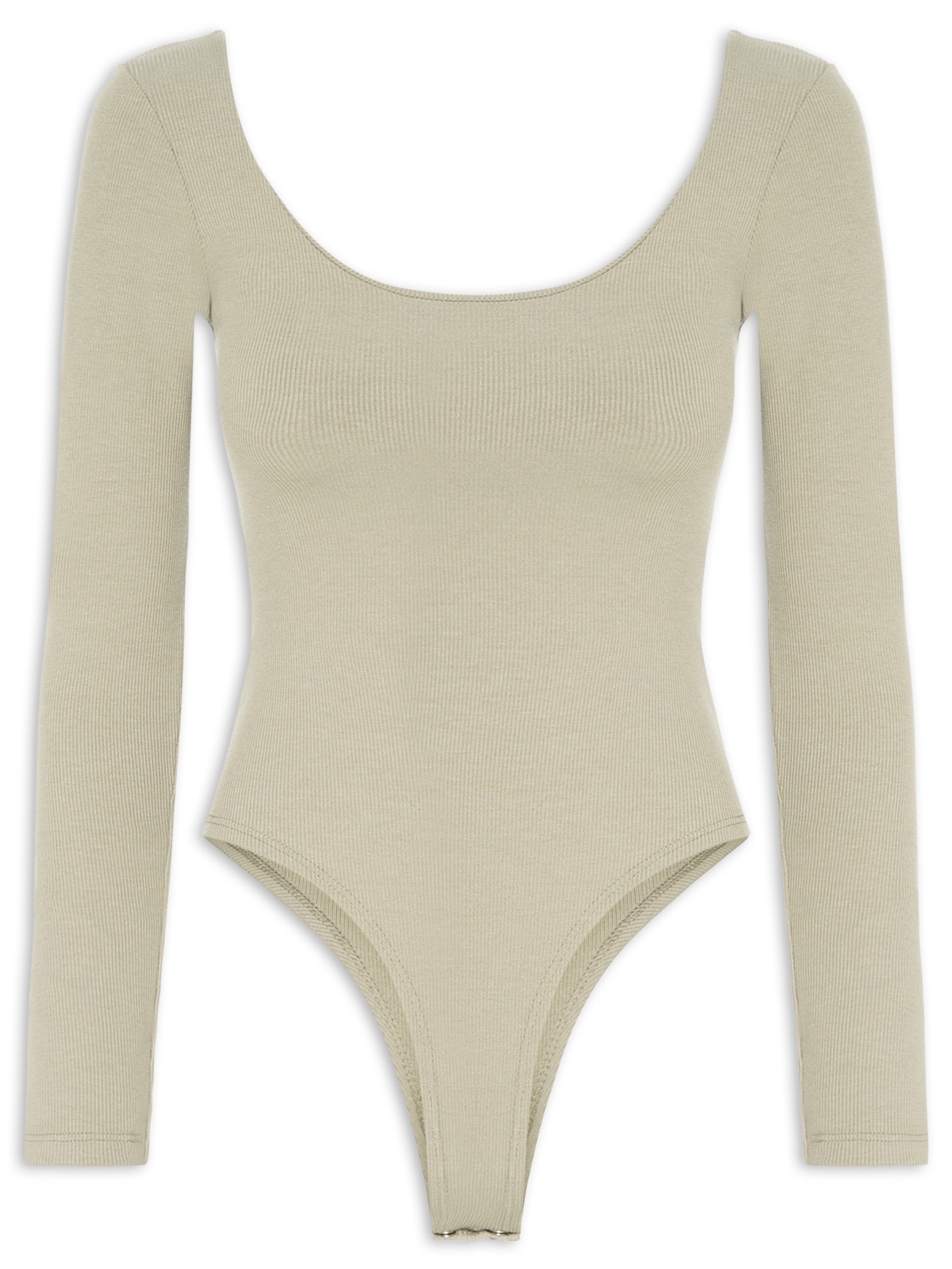 Body Feminino Decote Em U Bege Basiq