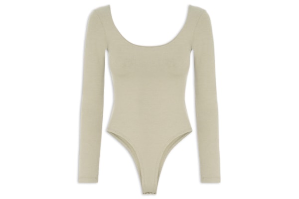 Body Feminino Decote Em U - Bege