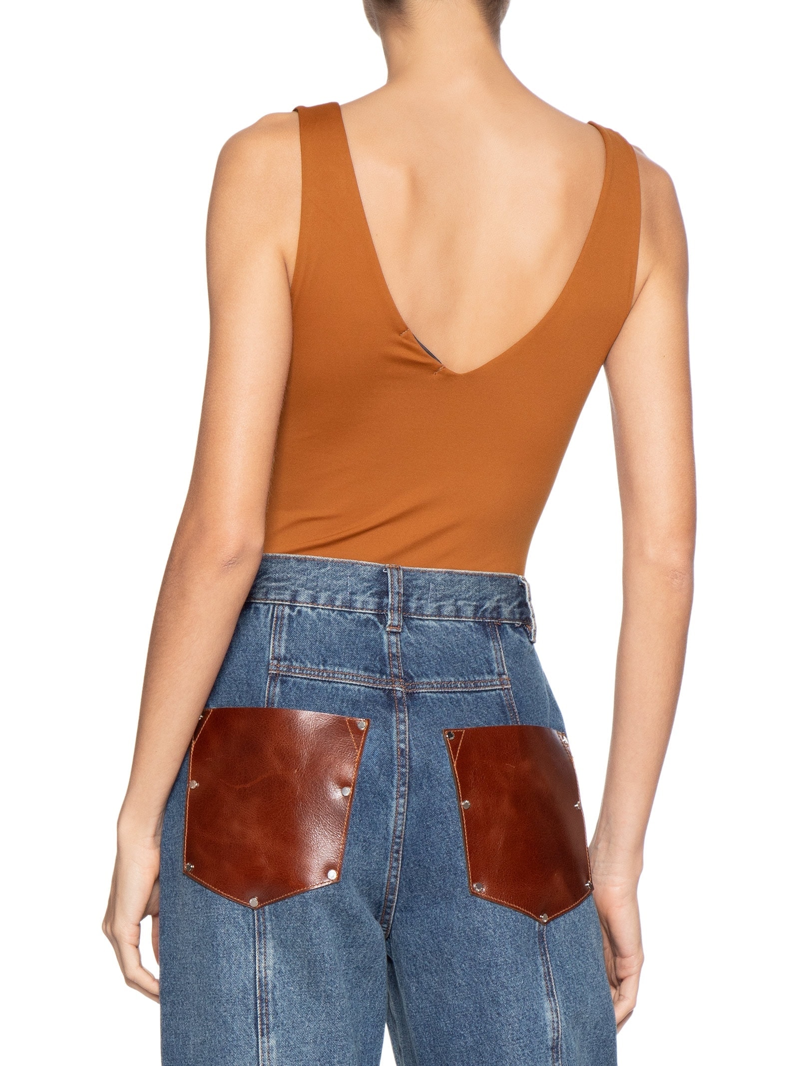 Body Feminino Decote em U Marrom Basiq