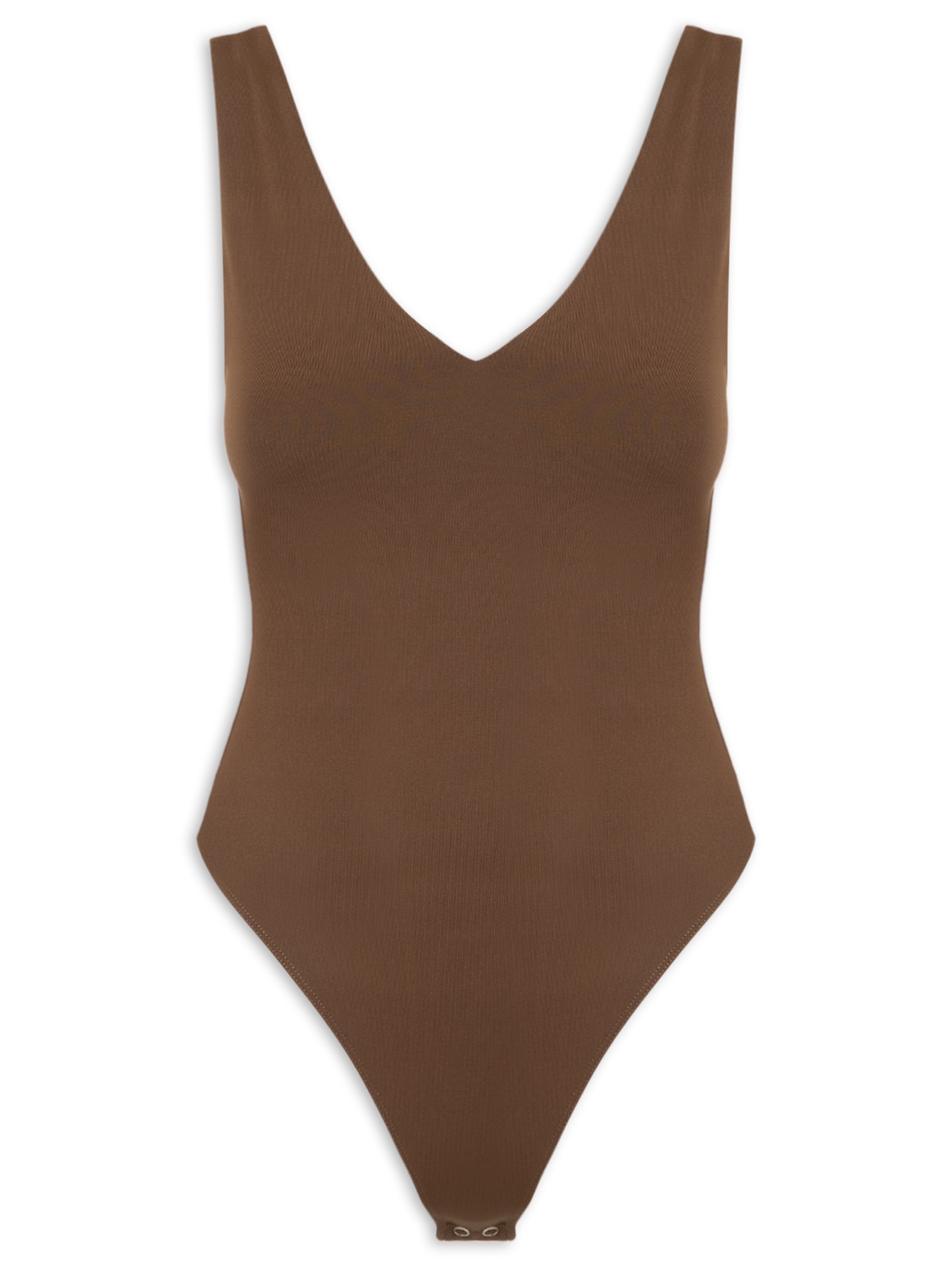 Body Feminino Decote em U Marrom Basiq