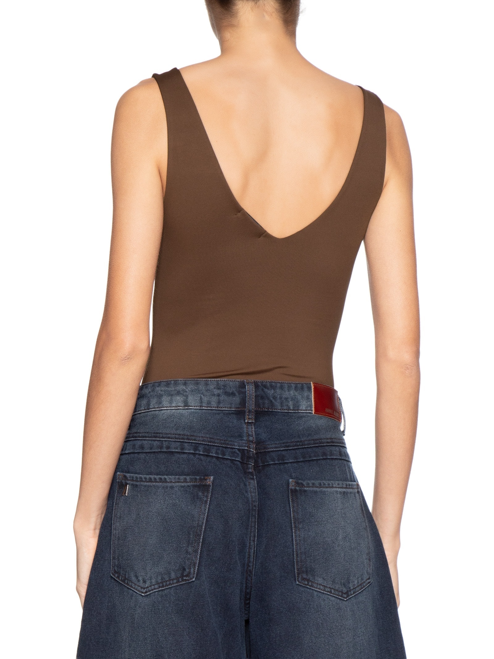 Body Feminino Decote em U Marrom Basiq