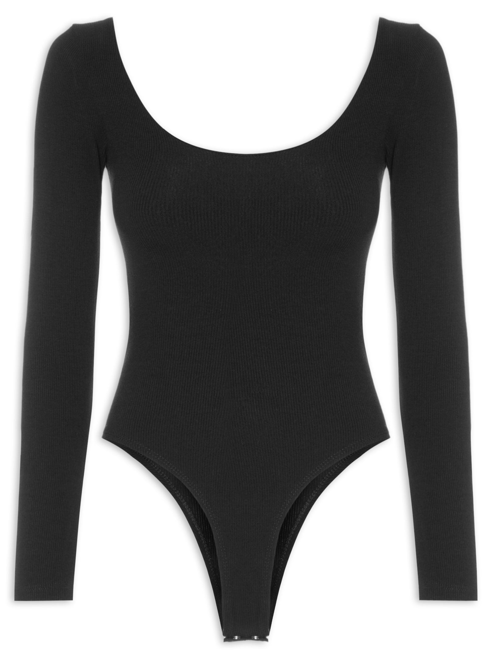 Body Feminino Decote Em U Preto Basiq
