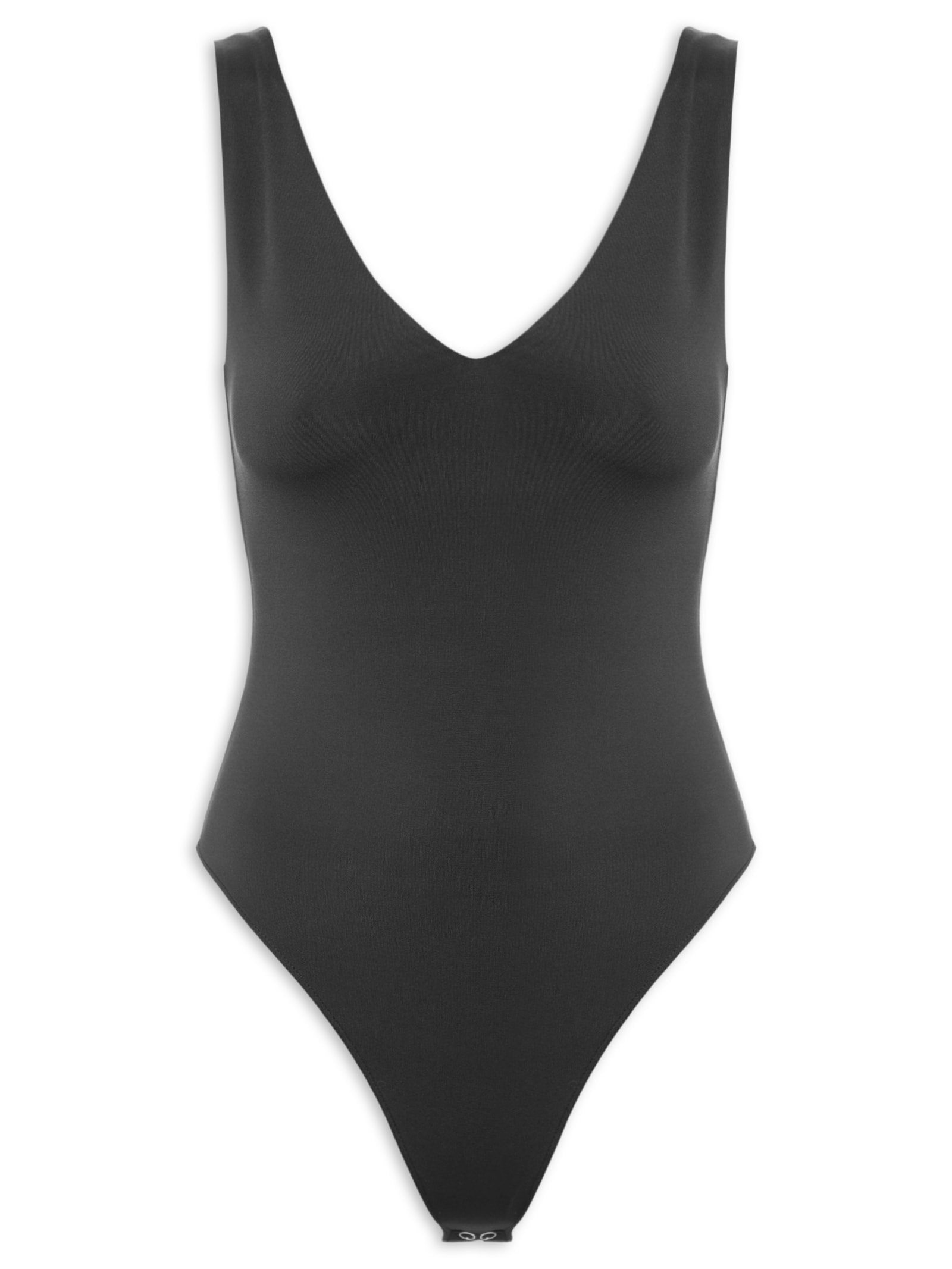 Body Feminino Decote em U Preto Basiq