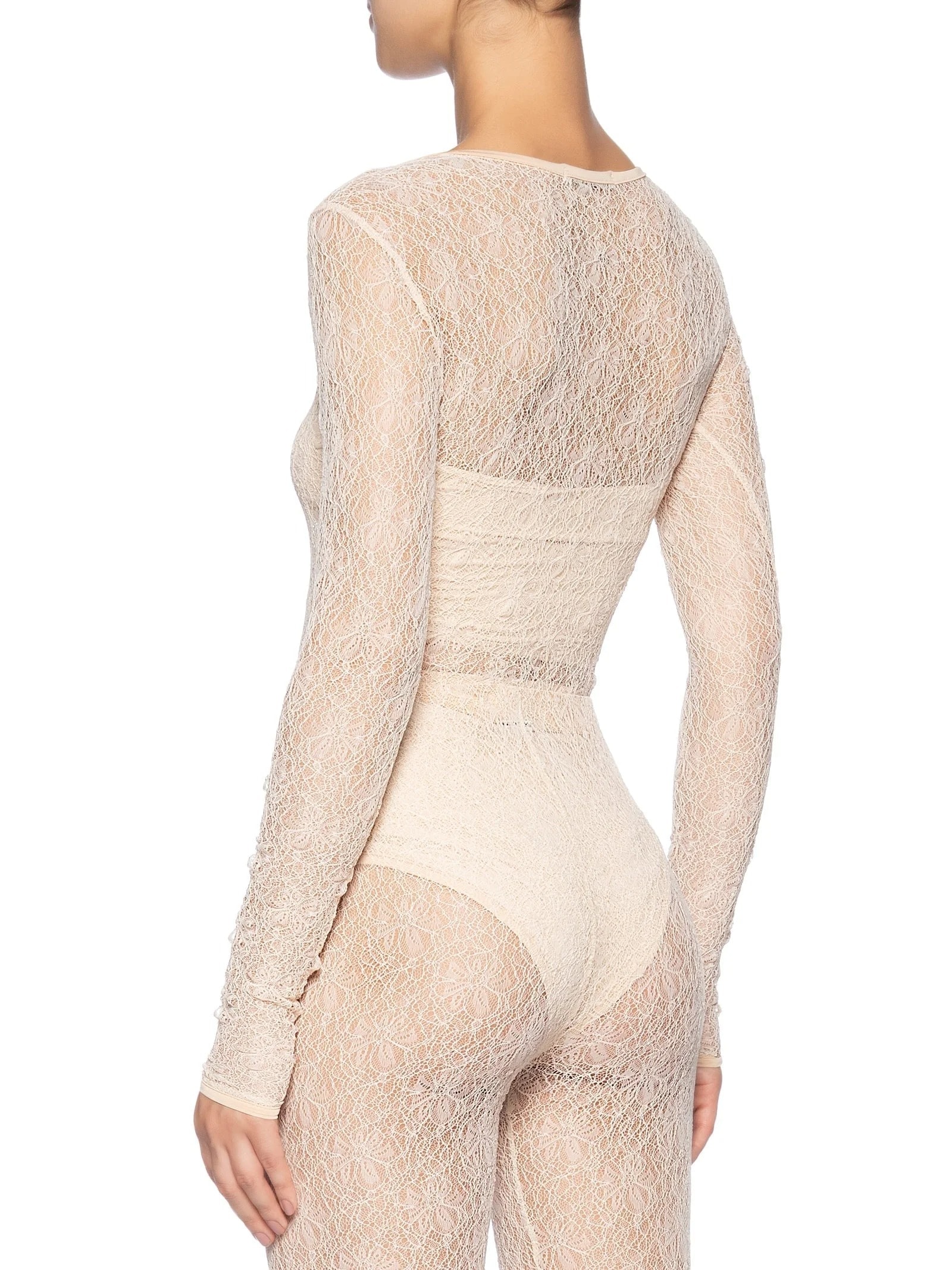 Body Feminino Decote Redondo Em Renda Bege '2Essential