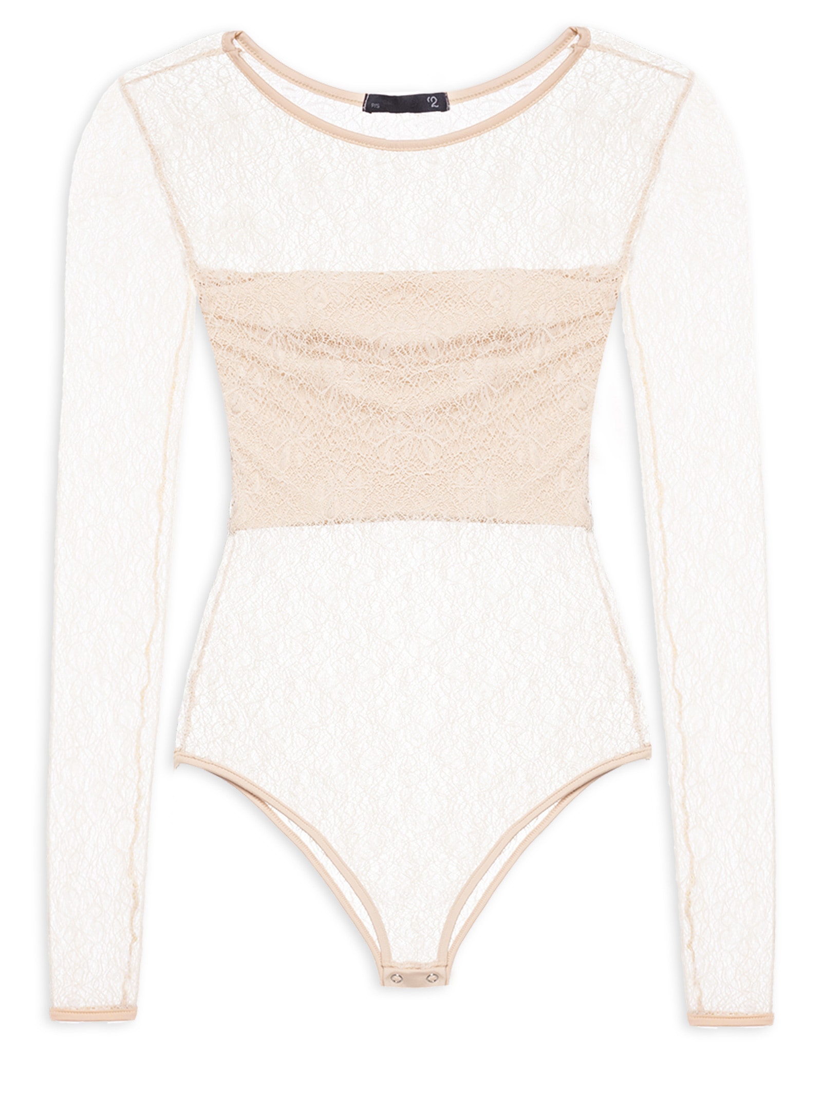 Body Feminino Decote Redondo Em Renda Bege '2Essential