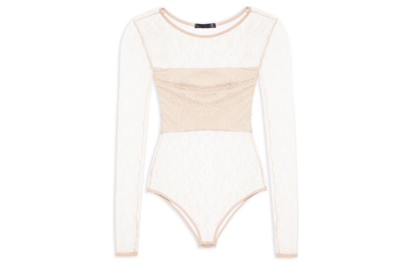 Body Feminino Decote Redondo Em Renda - Bege