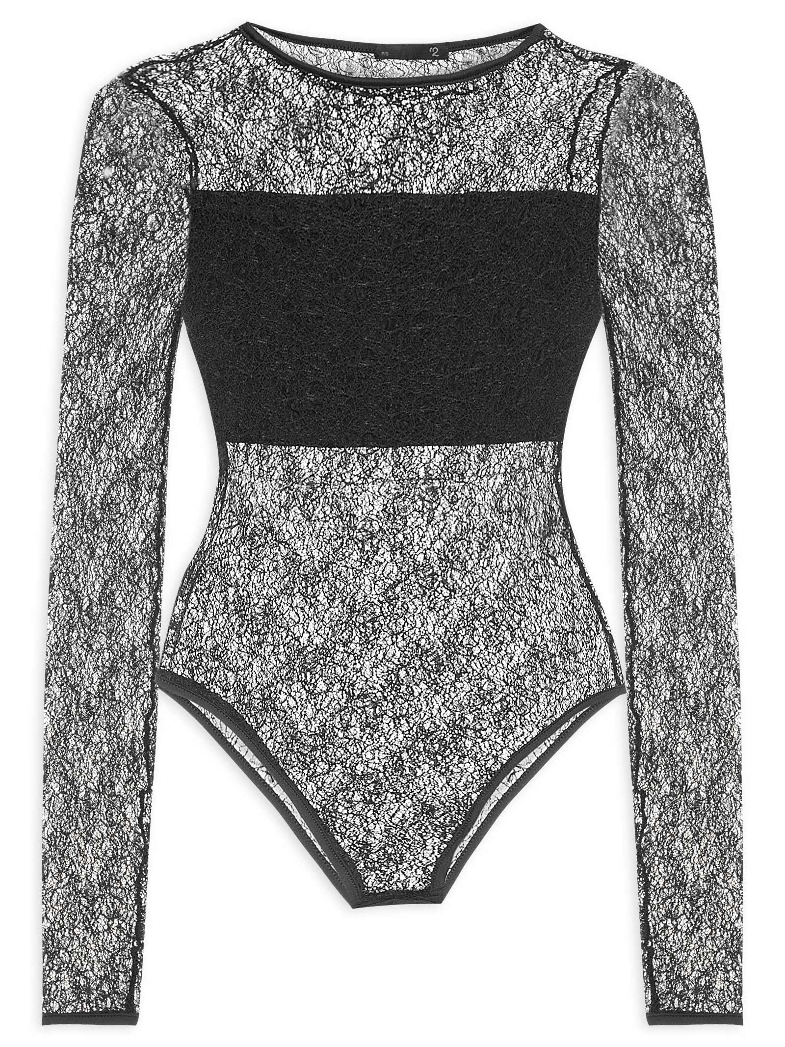 Body Feminino Decote Redondo Em Renda Preto '2Essential