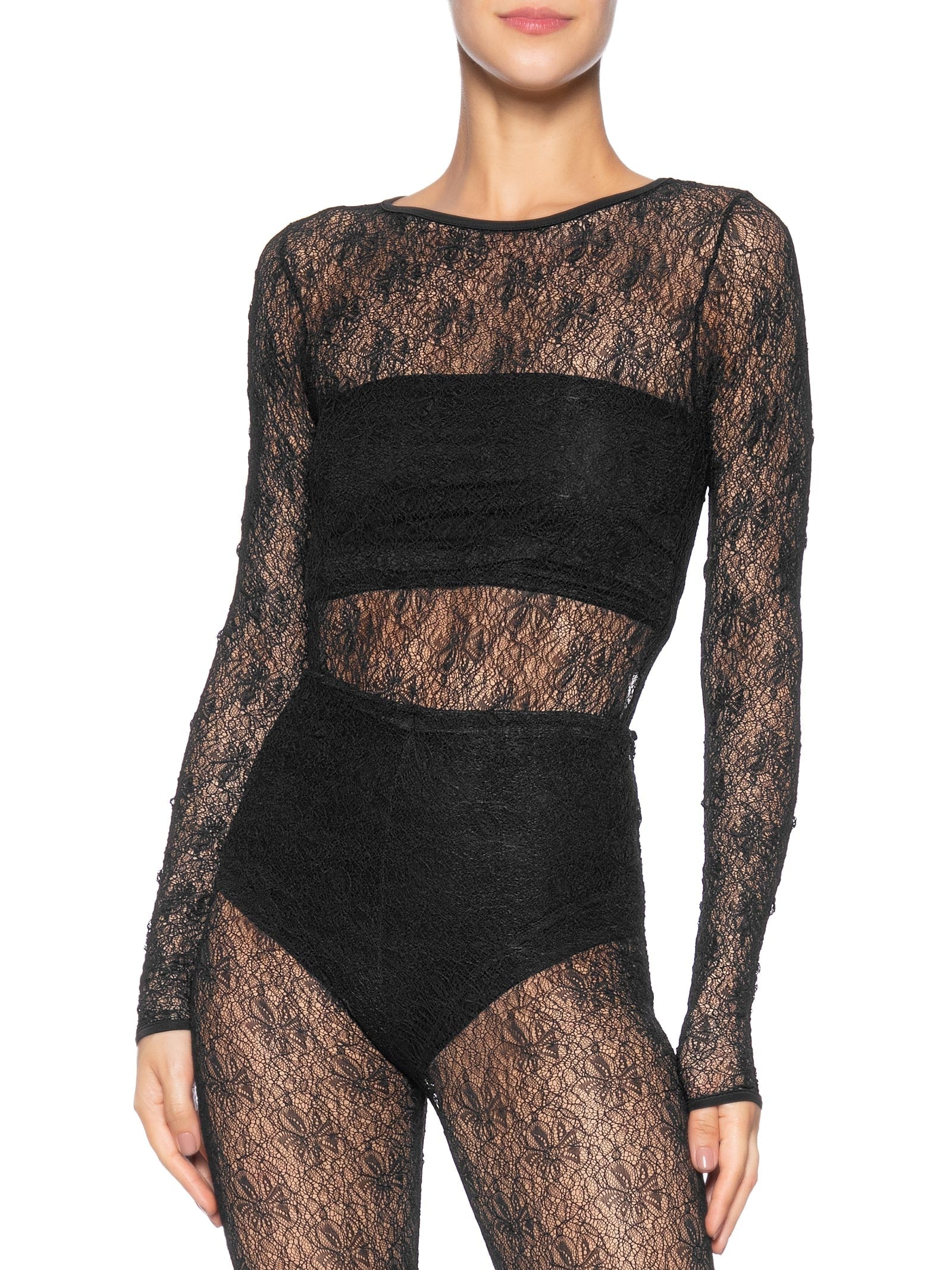 Body Feminino Decote Redondo Em Renda Preto '2Essential
