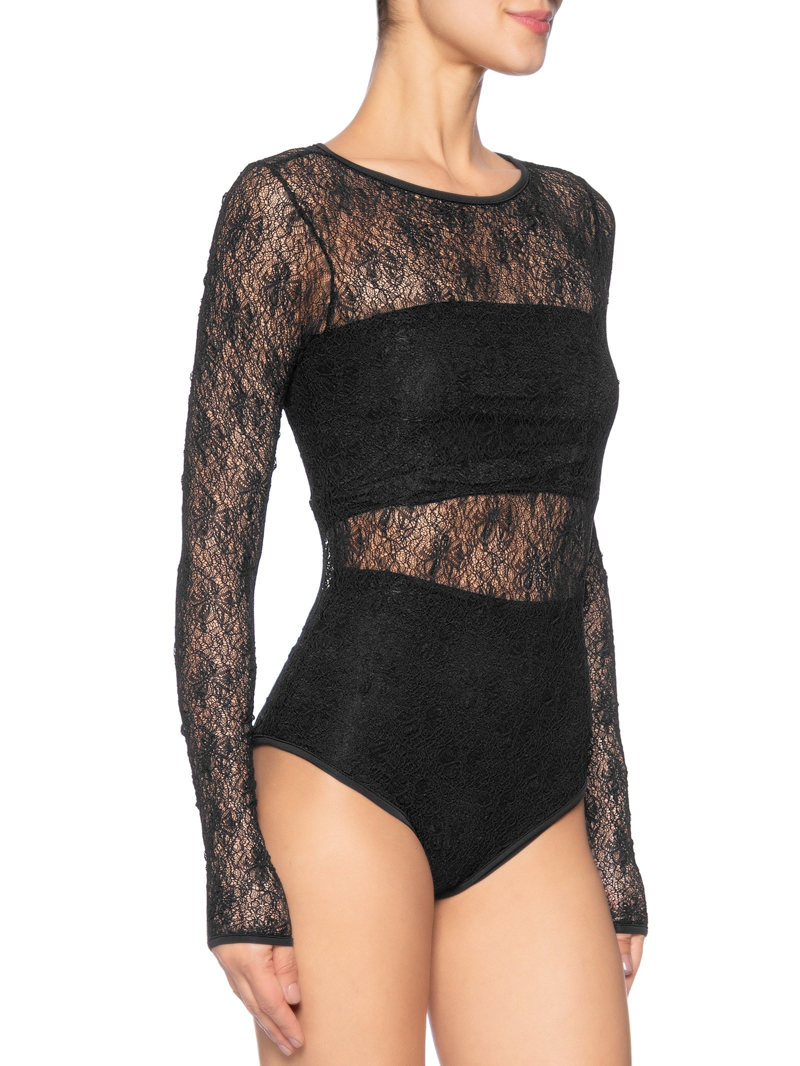 Body Feminino Decote Redondo Em Renda Preto '2Essential