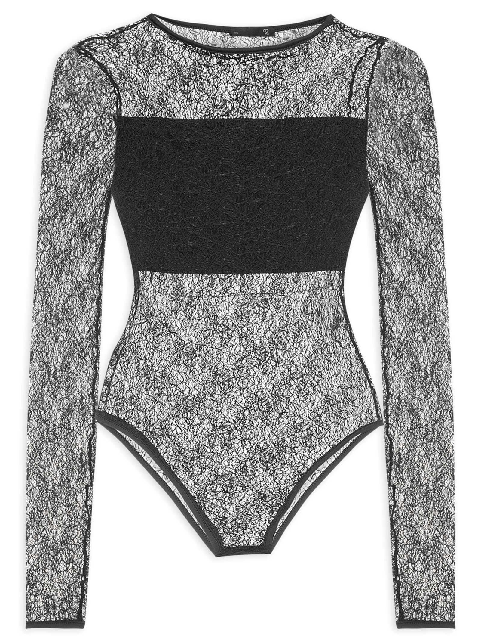 Body Feminino Decote Redondo Em Renda Preto '2Essential