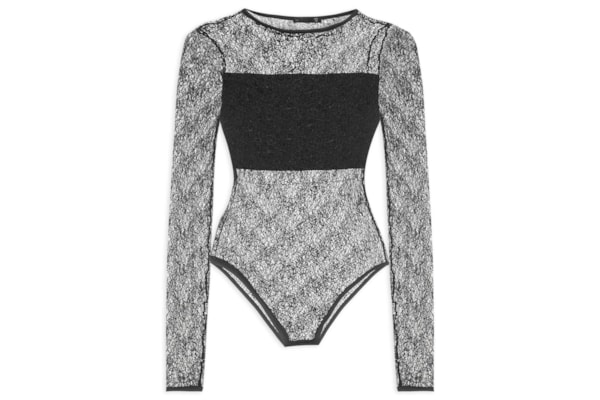 Body Feminino Decote Redondo Em Renda - Preto