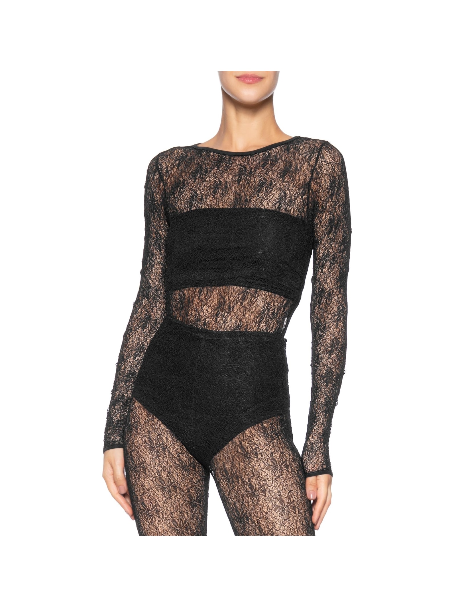 Body Feminino Decote Redondo Em Renda Preto '2Essential