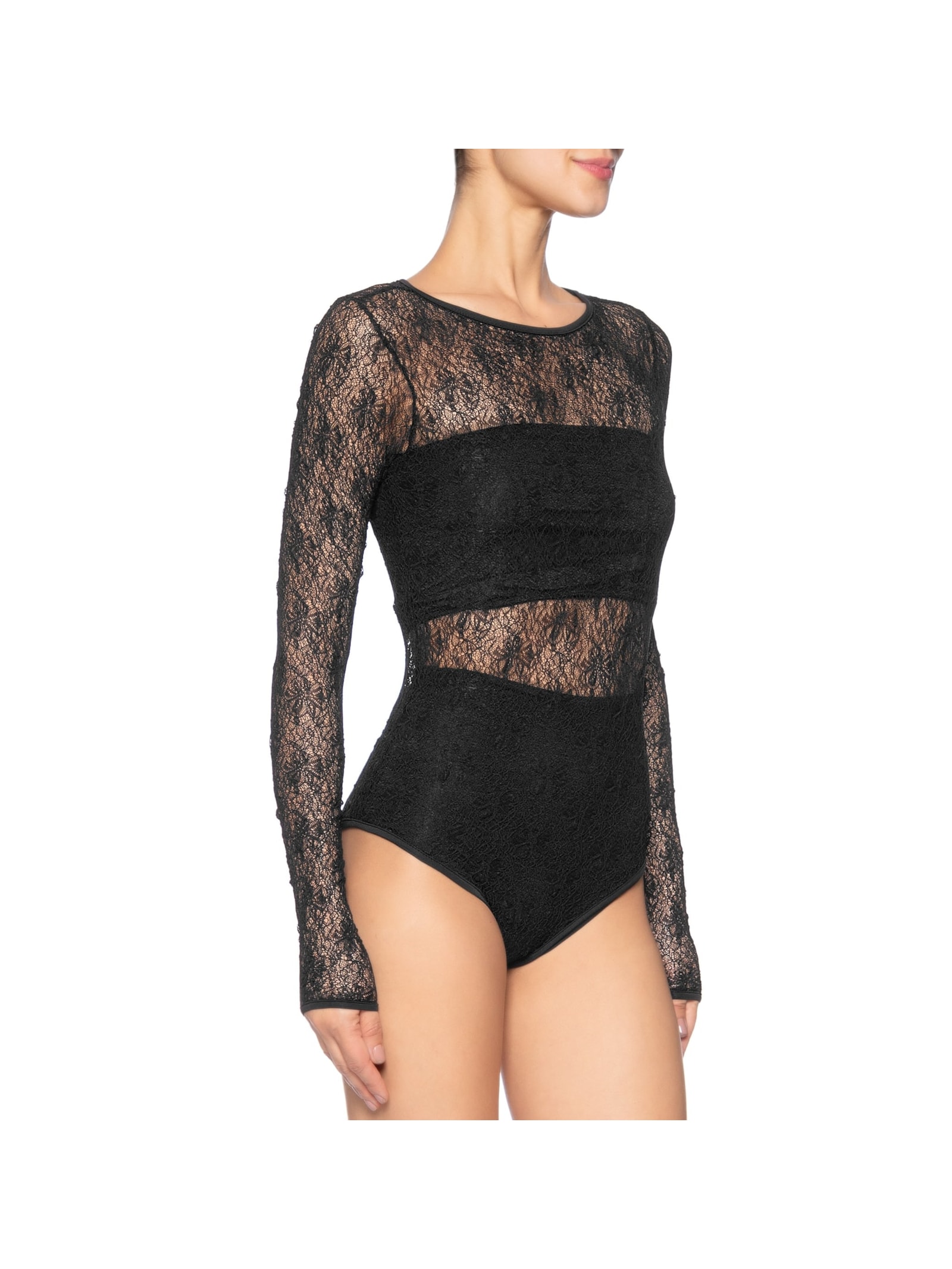Body Feminino Decote Redondo Em Renda Preto '2Essential