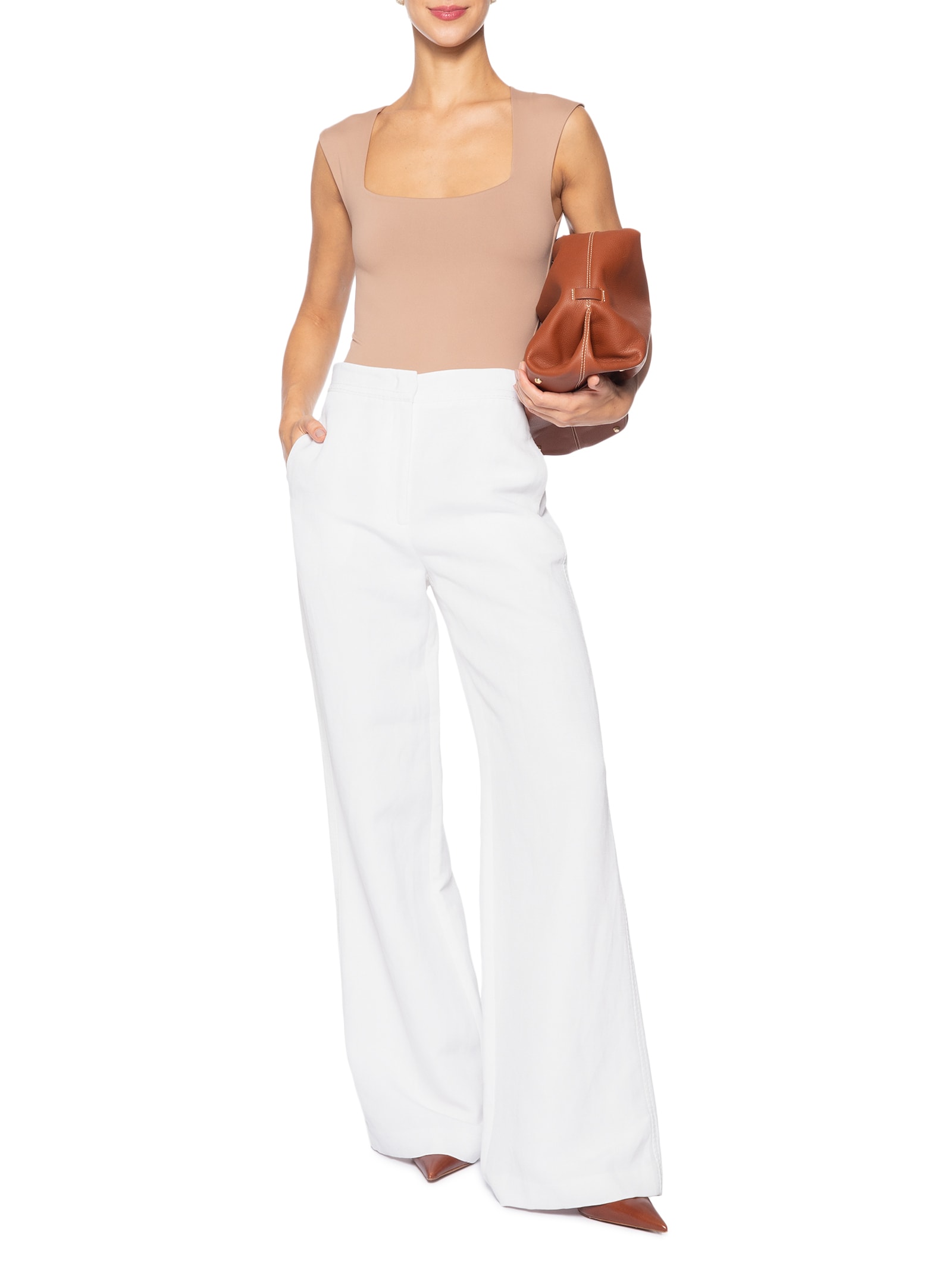 Body Feminino Decote Reto Bege '2Essential