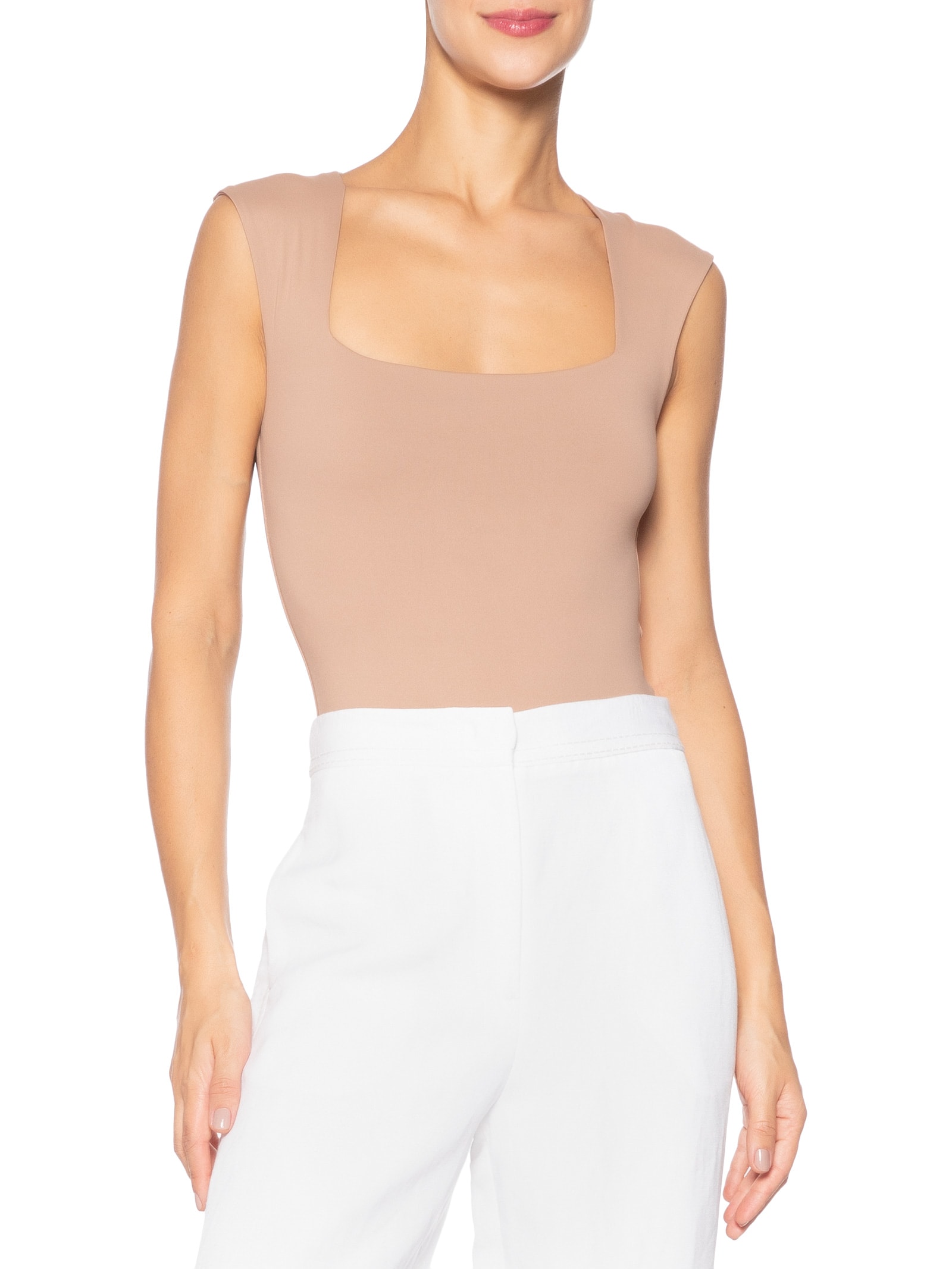 Body Feminino Decote Reto Bege '2Essential