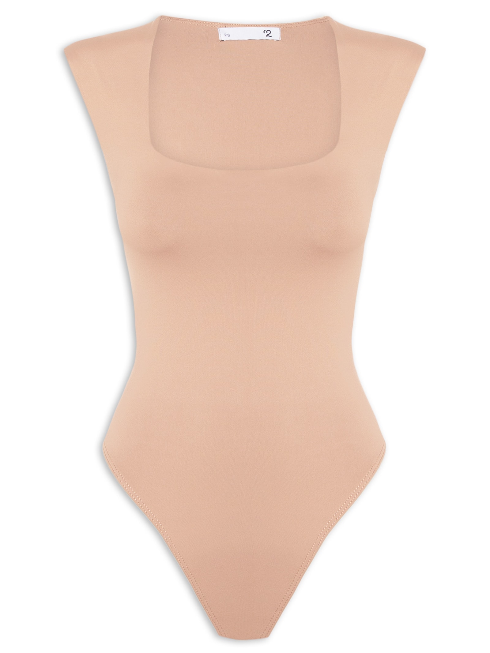 Body Feminino Decote Reto Bege '2Essential