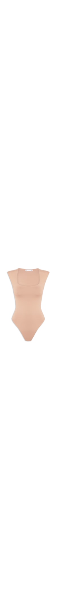 Body Feminino Decote Reto - Bege