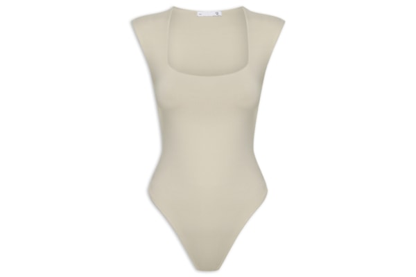 Body Feminino Decote Reto - Bege